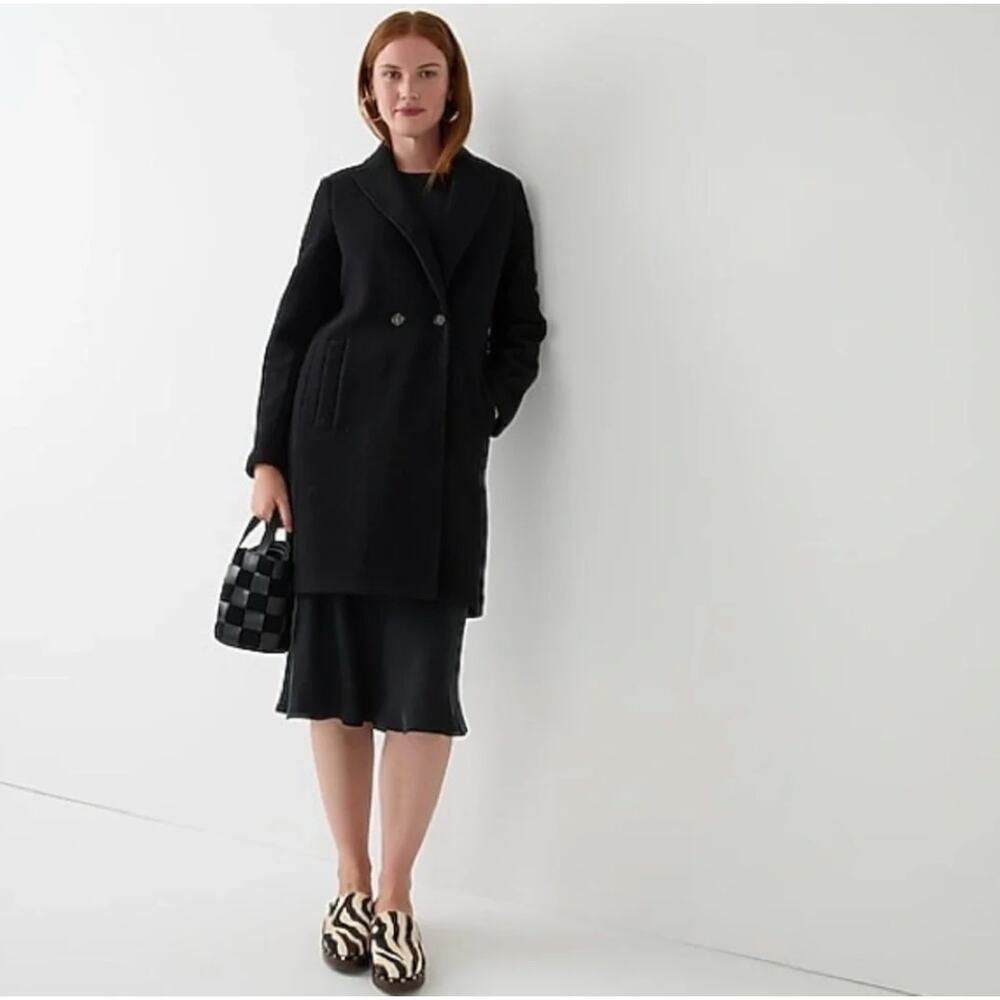 J. Crew Daphne Topcoat in Pure Italian Boiled Wool Black BM955 Plus Size 22 - Picture 2 of 14